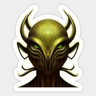 Alien Face - Golden Skin Sticker